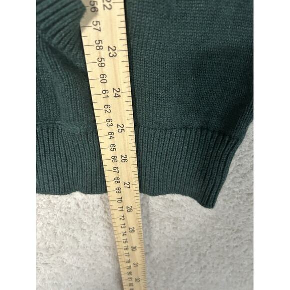 LL Bean Mens Green Wicked Soft Cotton/Cashmere, 1/4 Zip Preppy Golf Large - Picture 4 of 6